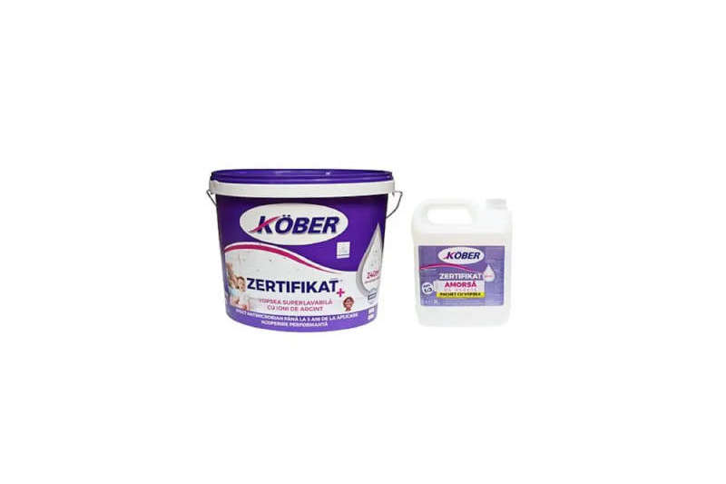 Kober - Vopsea lavabila interior Zertifikat Plus 15 ltr + grund zidarie 3 ltr